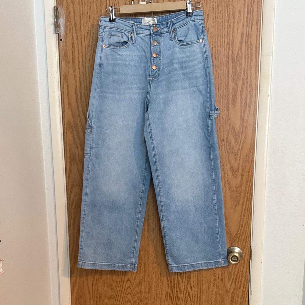 Universal Thread Highest Rise Wide Leg Light Blue Carpenter Utility Jeans Size 6